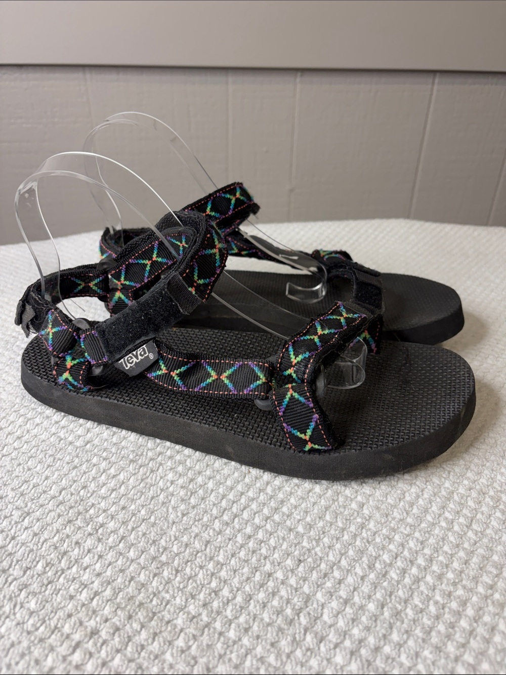 Teva Original Universal Double Diamond Sandals Black Multi Pattern Women's 10